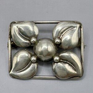 Signed Carl Bromberg Hansen Modernist Brooch CBH Denmark 830S Silver C Clasp